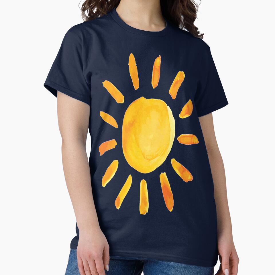 Brushed Watercolor Painted Sun Classic T-Shirt